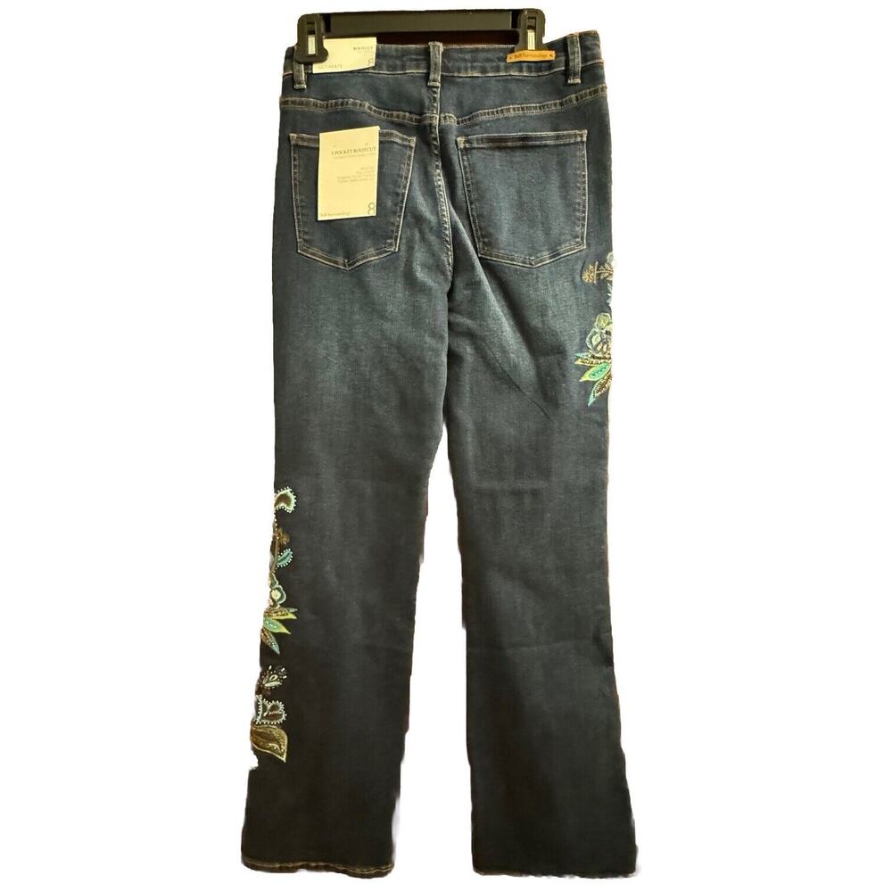 Soft Surroundings Women's Boot Cut Jeans - Black with Colorful Embroidery - Picture 10 of 11
